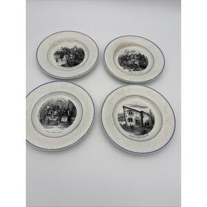 Set Of‎ 4 Antique Creil & Montereau "Talking Plates" French Wars - Joan of Arc